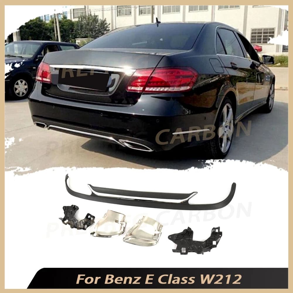 PP Paraurti Posteriore Lip Diffusore con Punte di Scarico Accessori Auto Per Mercedes Benz Classe E W212 E200 E250 E300 E350 E500 2013-2016