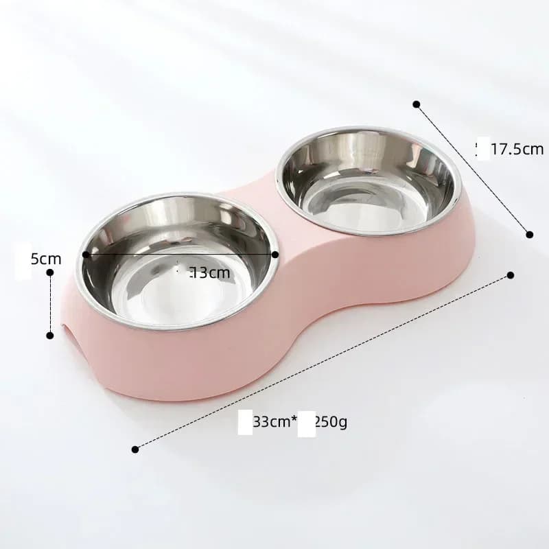 Ciotola Doppia AA per Alimenti per Animali Domestici in Acciaio Inossidabile, Accessori per l'Alimentazione di Cani e Gatti, Ciotola per Acqua per Cuccioli