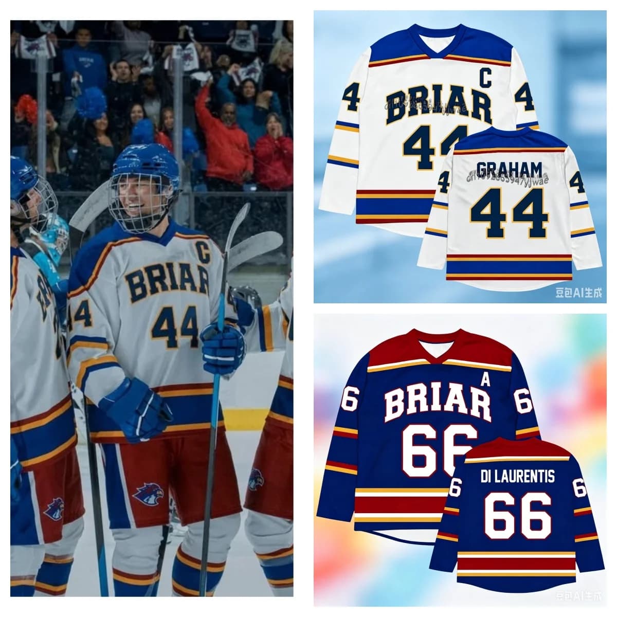 26 Tv Off Campus Briar University Hockey Jersey Graham 44 22 Di Laurentis 66 Tucker46 T-Shirt Men Women Beach T-Shirt