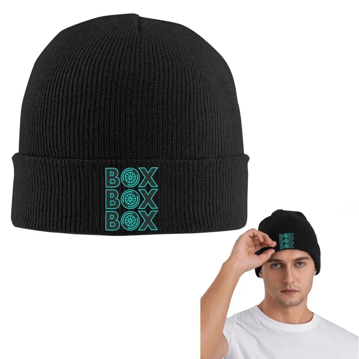 Box Silver Arrows F1 Design del pneumatico Berretto lavorato a maglia caldo Cappello a cuffia Hip Hop Autunno Inverno Berretti da esterno Cappelli per unisex adulto