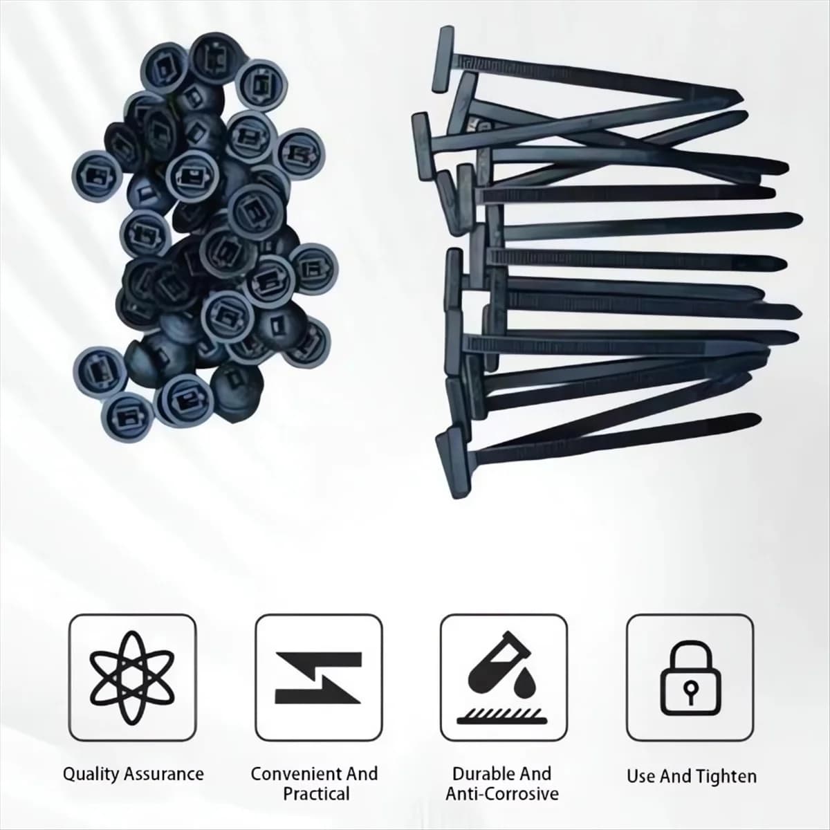 A002 Fibbia per fascette universali in nylon Aggiornamento Fascette per cavi in plastica multiuso Strumento autobloccante per carichi pesanti 50 pezzi