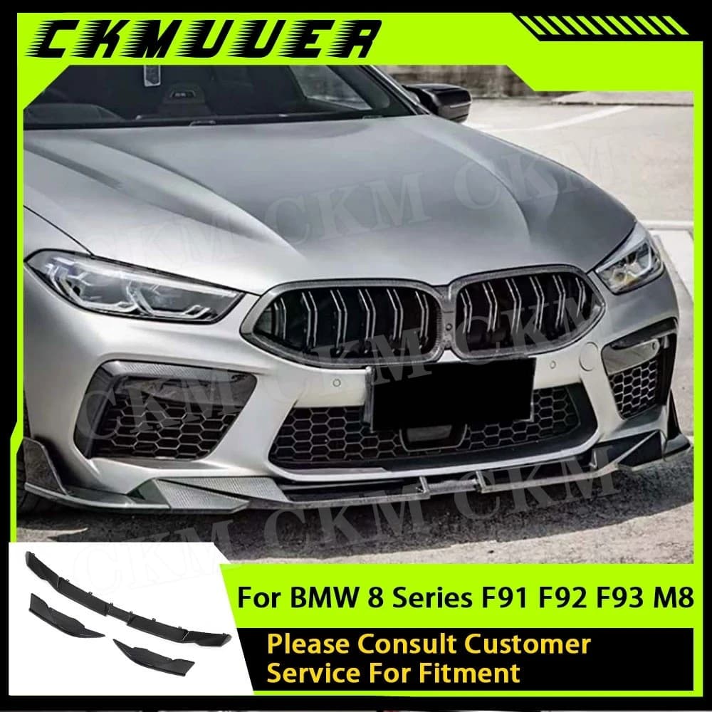 CKMUUER for 8 Series F91 F92 F93 M8 2020+ Real Carbon Fiber Car Front Bumper Lip Spoiler Splitter Trim Accessories Front Lip