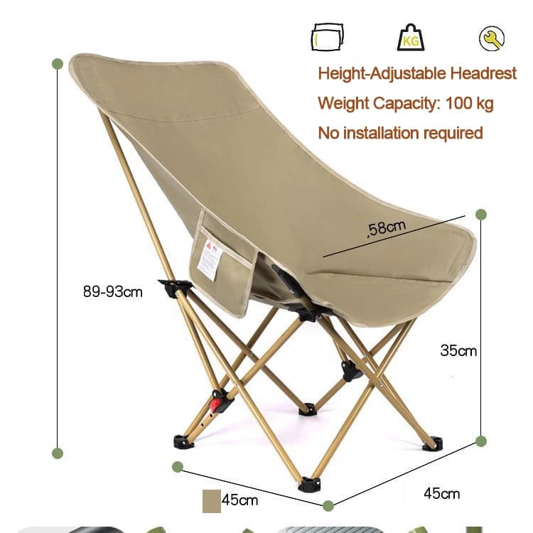 Adjustable Moon Chair: Sit or Lie Down, Outdoor, Portable, Camping, High-Back, Wide Seat, Fishing Chair