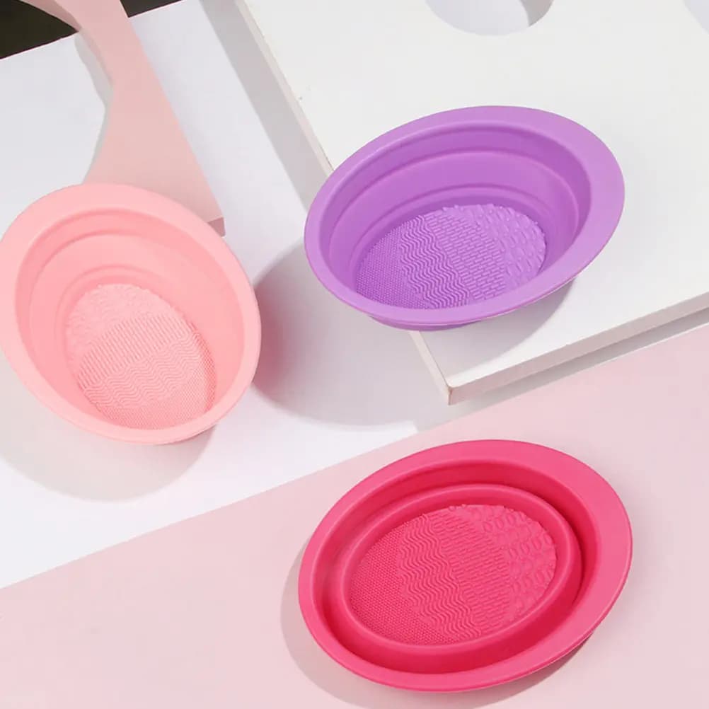 Brush Cleaning Bowl Folding Silicone Makeup Pad Brushes Scrubber Accessories Beauty Mat Plate