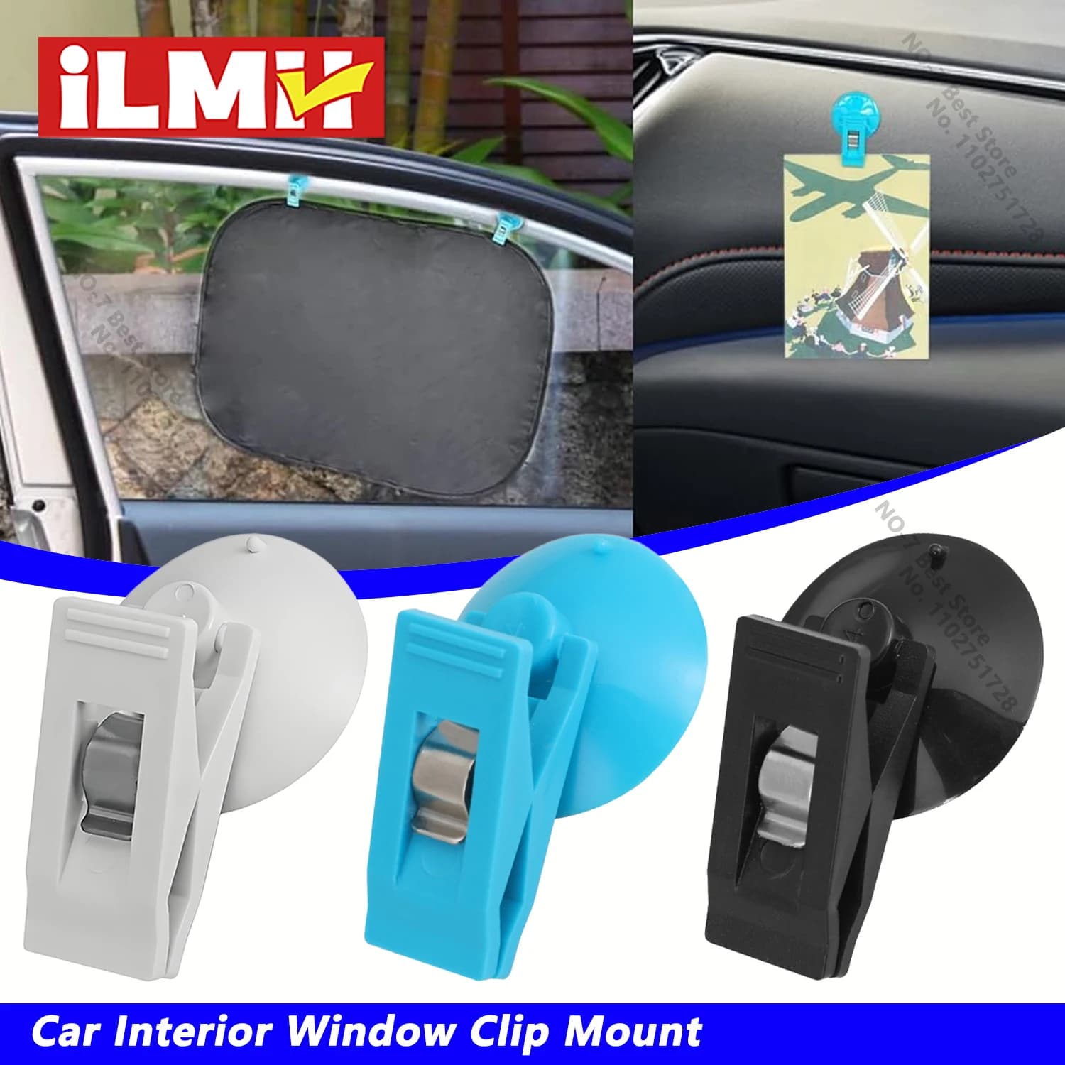 1-3 paia di clip per finestra interna per auto, supporto per tappo di aspirazione nero, ventosa in plastica, supporto rimovibile per biglietto per asciugamani, tende parasole