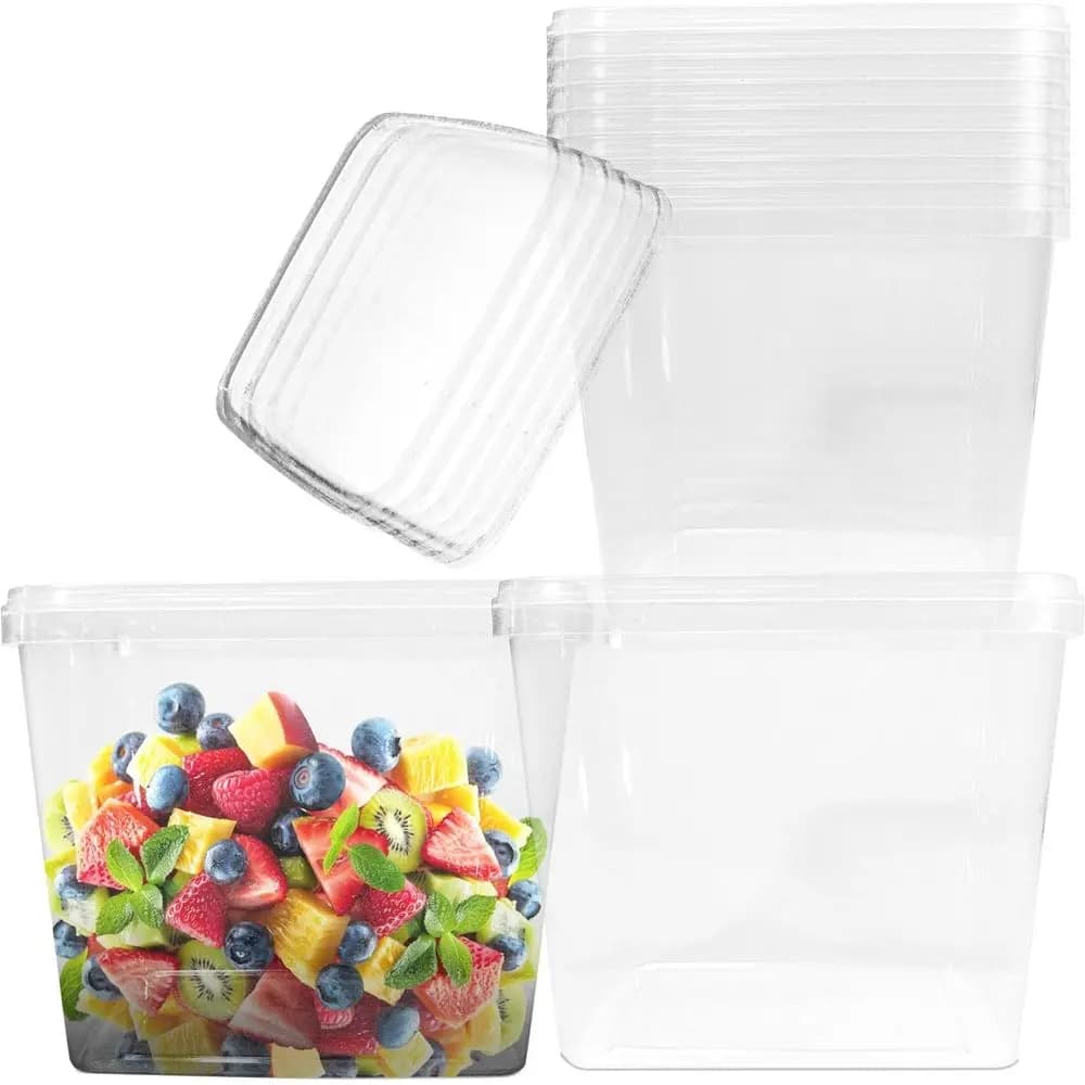 Contenitori trasparenti impilabili da 48 oz con coperchi ermetici, senza BPA, adatti a microonde e congelatore, ideali per la preparazione dei pasti e per il take-away