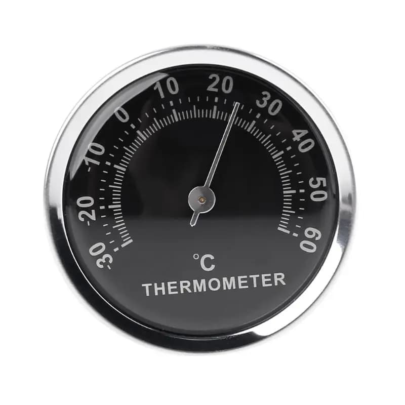 Mini termometro per auto rotondo da 58mm con adesivo in pasta indicatore di temperatura analogico per case auto uffici officine leggere