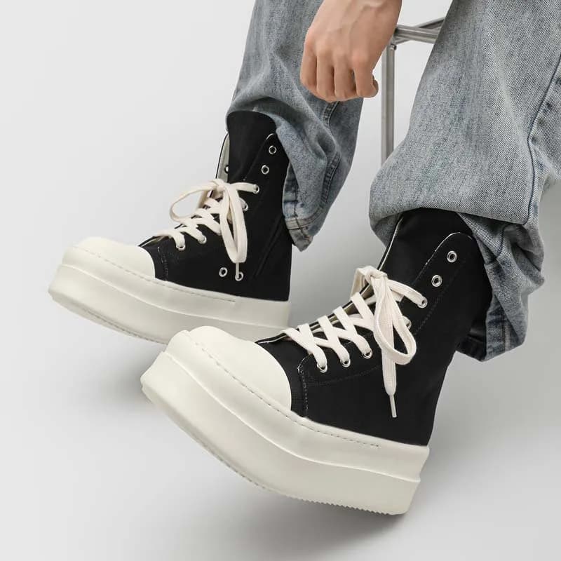 mens fashion party nightclub platform boots breathable canvas shoes cowboy spring autumn boot designer trendy high botas hombre