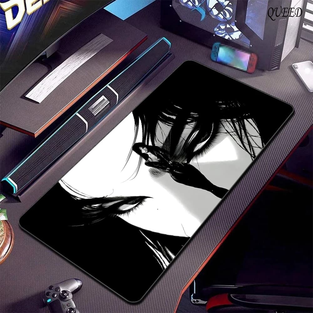 Tappetino per Mouse da Gaming Anime Girl Antiscivolo, Grande Tappetino per Tastiera, Tappetino per Scrivania Computer Portatile, Tappetino Esteso per Mouse Bianco e Nero
