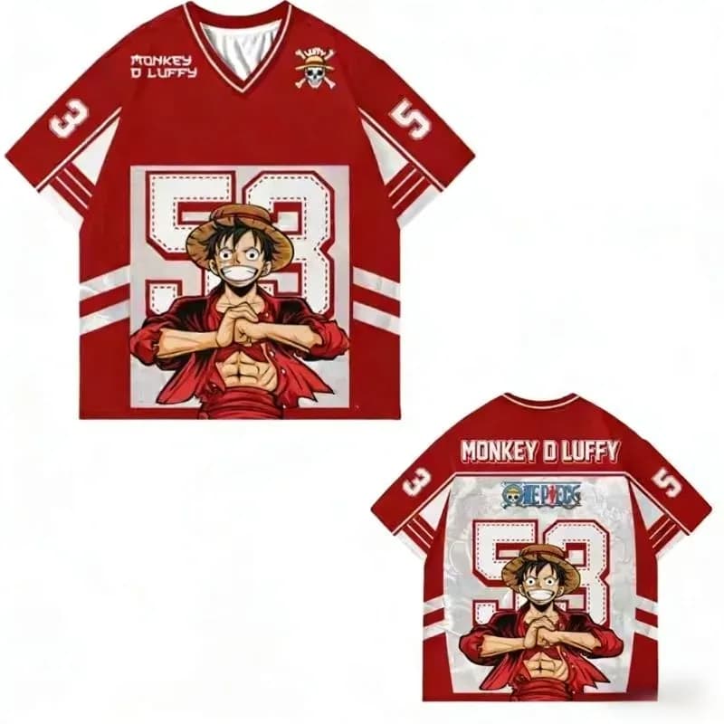 Maglia da calcio con stampa Tony Tony Chopper di One Piece per uomo e donna, t-shirt estiva con scollo a V, maglietta cosplay, top sportivi oversize per bambini