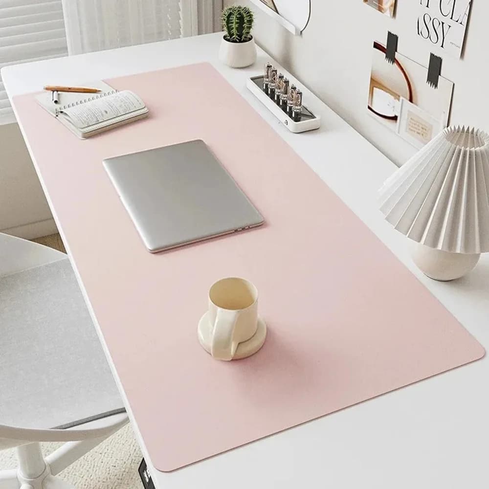 Tappetino per mouse in pelle tinta unita rosa Protezione per mouse Tappetino per mouse grande e piccolo Tappetino per mouse da gioco per ufficio domestico Tappetino per mouse per laptop in pelle PU