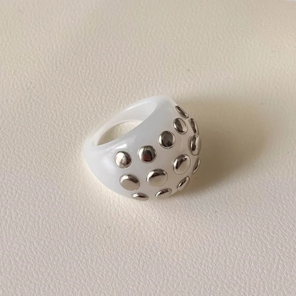 Vintage Punk Irregular Riveted Ring Chunky Thick Geometric Ring Smooth Vintage Resin Rings Jewelry
