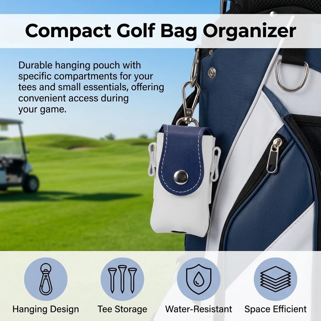 Efficient Golf Bag Organizer Waterproof for Golf Tee Storage Pouch Durable Nylon Accessory Holder Outdoor Sports