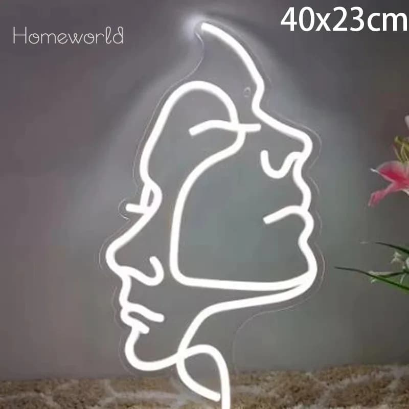 Insegna al neon per il viso con insegna al neon a LED per la decorazione della parete Alimentata tramite USB per la camera da letto Bar Negozio Decor Regalo per feste di compleanno