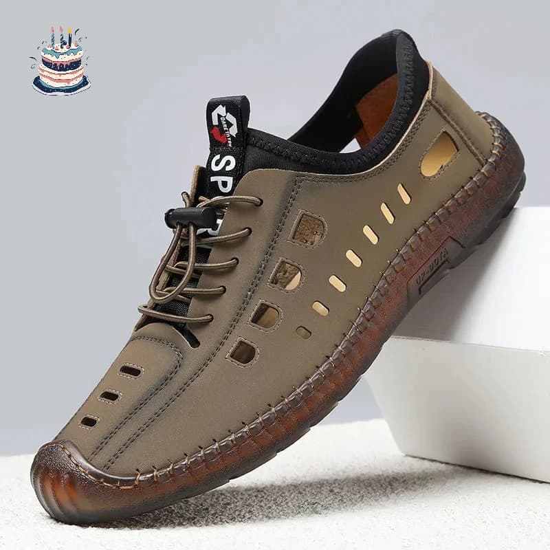 Scarpe slip-on da uomo estive traforate traspiranti con fondo morbido comode antiscivolo casual -8333