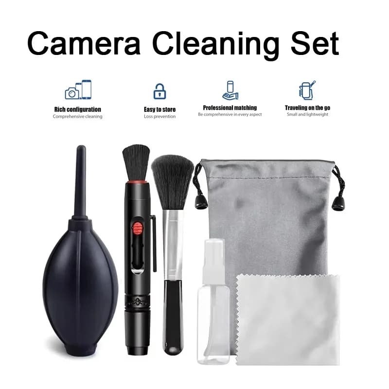 Set di pulizia per fotocamere digitali mirrorless, schermi di laptop e tastiere, con soffiatore d'aria, adatto per lenti Canon e Nikon.