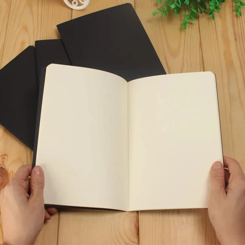1/2/5pcs Retro Blank Paper Notebook Diary Blank Sketchbook For Graffiti Painting Drawing Black Cover Office School Stationery
