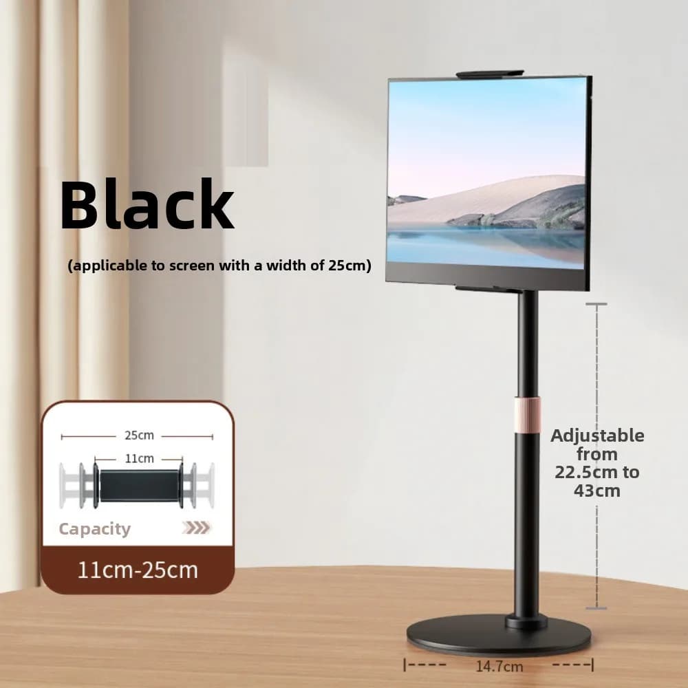 Supporto per tablet verticale regolabile in altezza, base a disco, supporto per monitor portatile antiscivolo, supporto per cellulare girevole resistente all'usura