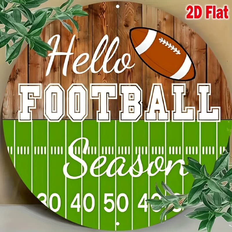 Metal Teaches 'Hello Football Season' - Wall Decoration Rustica Round 20 cm with Text 'Hello Football Season', Resistant