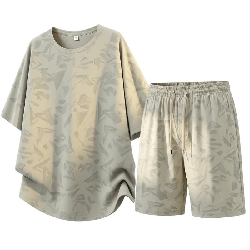 Completo Sportivo Estivo da Uomo in Tessuto Traspirante ad Asciugatura Rapida, Set con Maglia a Maniche Corte e Pantaloncini, Ideale per Allenamento Outdoor