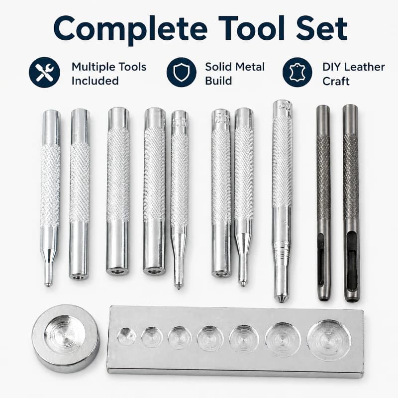 Kit di Attrezzi per Applicazione Bottoni a Pressione, Strumento Manuale per Installazione di Bottoni a Scatto per Artigianato in Pelle, Borse, Vestiti, Accessori per Cucito e Riparazione