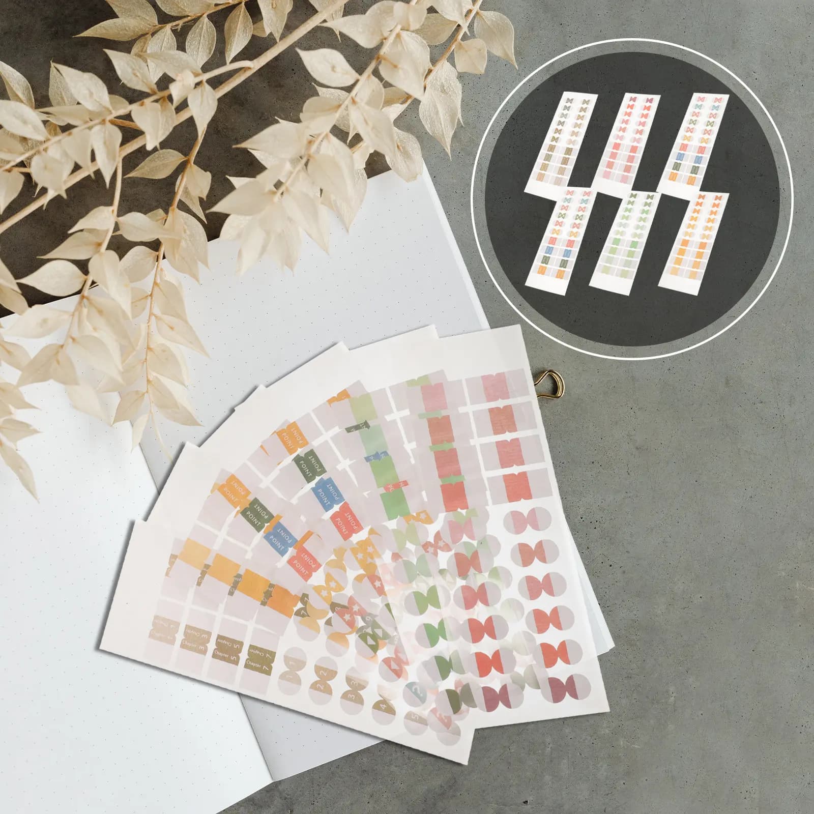 6 Fogli di Etichette Adesive Colorate Versatili, Segnapagina Riutilizzabili, Strisce Adesive per Libri, Agende e Appunti di Studio