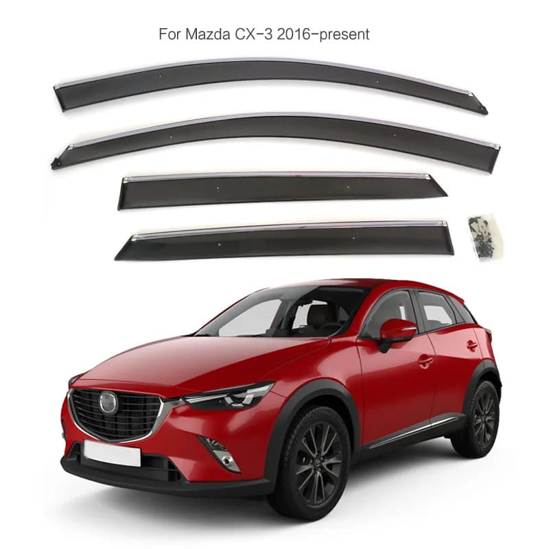 Especialmente utilizzato per Mazda 2016 CX-3 protezione meteorologica finestra modellata ad iniezione sopracciglio pioggia e strisce meteorologiche