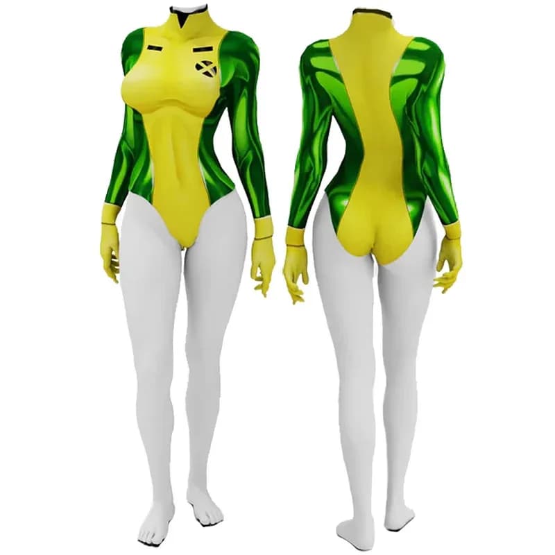 CyX-Men97 Rogue Costume Cosplay Supereroe Anna Marie Spandex Tuta Ragazze Costume da bagno Costumi da bagno Zentai Bikini Halloween Costu