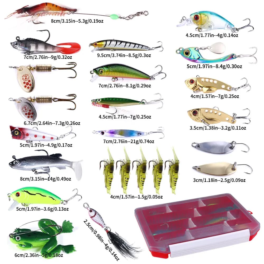 Set of 24 canned fishing baits for trout/luccio/basso, multi-esca set, layer fishing gear, fishing items.