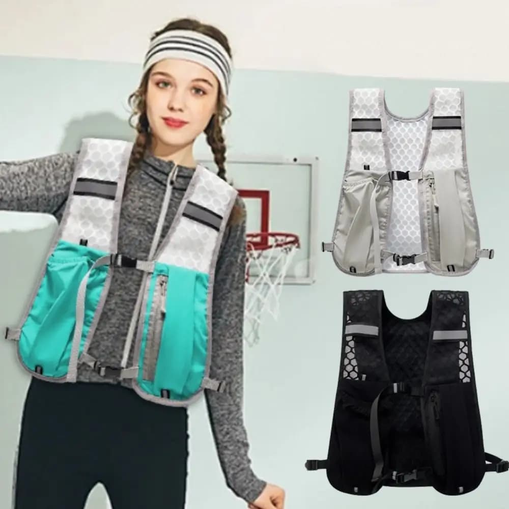 Chest Pack Running Storage Vest Phone Storage Pocket Waterproof Nylon Running Hydrating Backpack Breathable Reflective