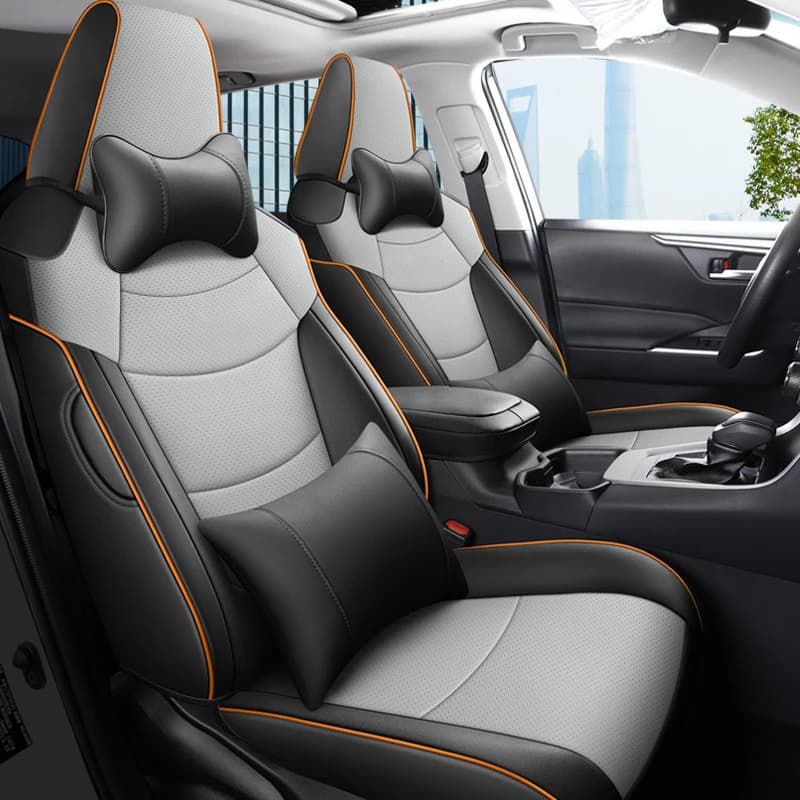 Coprisedili auto personalizzati, set completo per Toyota RAV4 2019-2024, cuscino per sedile in pelle impermeabile, copertura protettiva, accessori interni