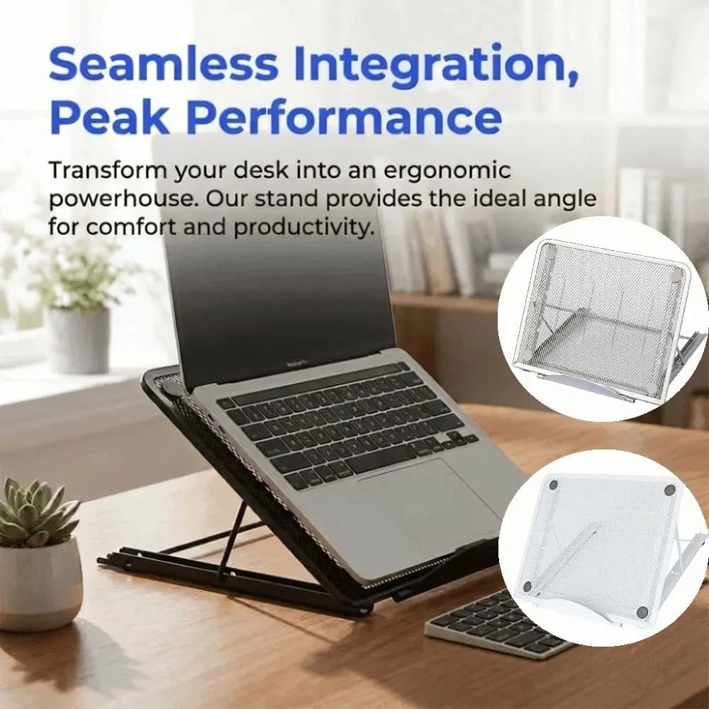 6 Adjustable Height Metal Laptop Stand Portable Breathable Foldable Portable Stand High Quality Sturdy Reading Rack Office Desk