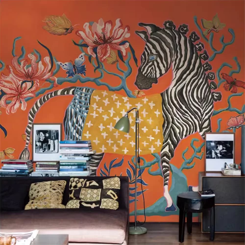 Custom Animal zebra wall paper modern art TV sofa background wallpapers for living room bedroom mural wallpaper restaurant decor