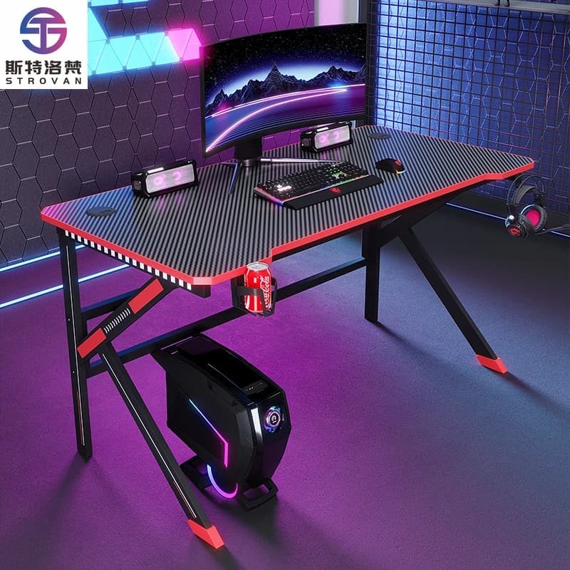 Top Nero Rosa a forma di L Gaming Grande Tavolo Mobili Scrivania da gioco per computer Racing 70 cm