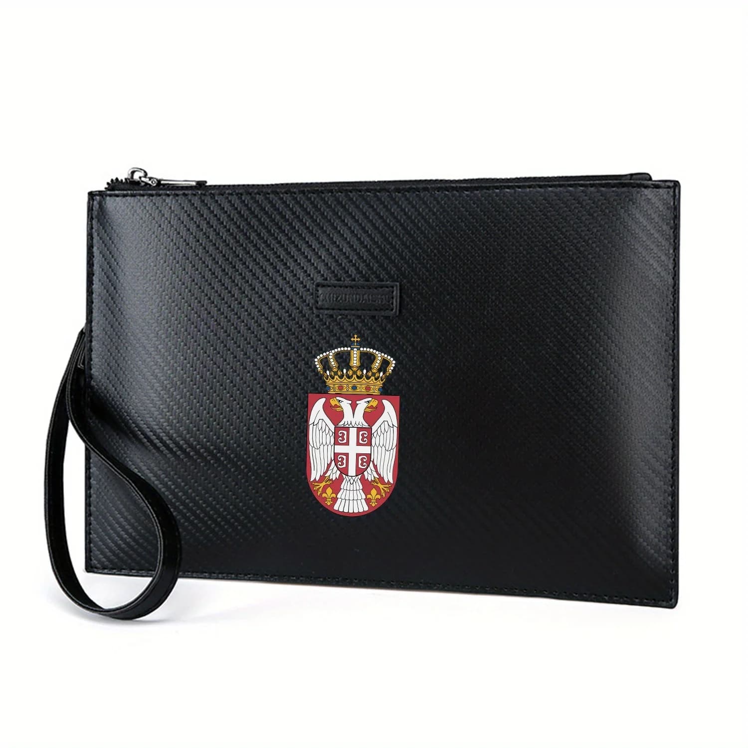 Scudo dell'emblema della corona degli aquili a doppia testa Elegante borsa da uomo in PU stampata Alla moda e pratica per il trasporto quotidiano