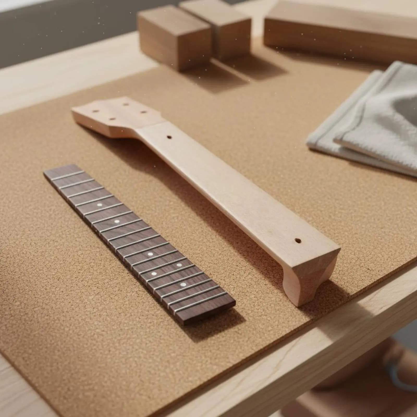 Set Manico e Tastiera per Ukulele in Legno Grezzo per Liutai