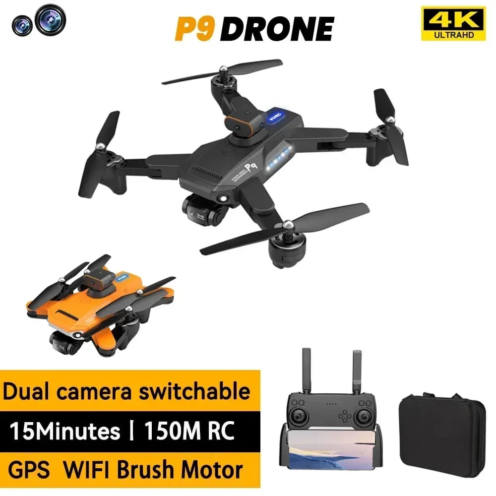 P9 Drone 4k Hd Doppia Fotocamera Quattro Lati Evitamento Ostacoli Flusso Ottico Rc Elicottero Professionale Pieghevole Quadcopter Giocattoli