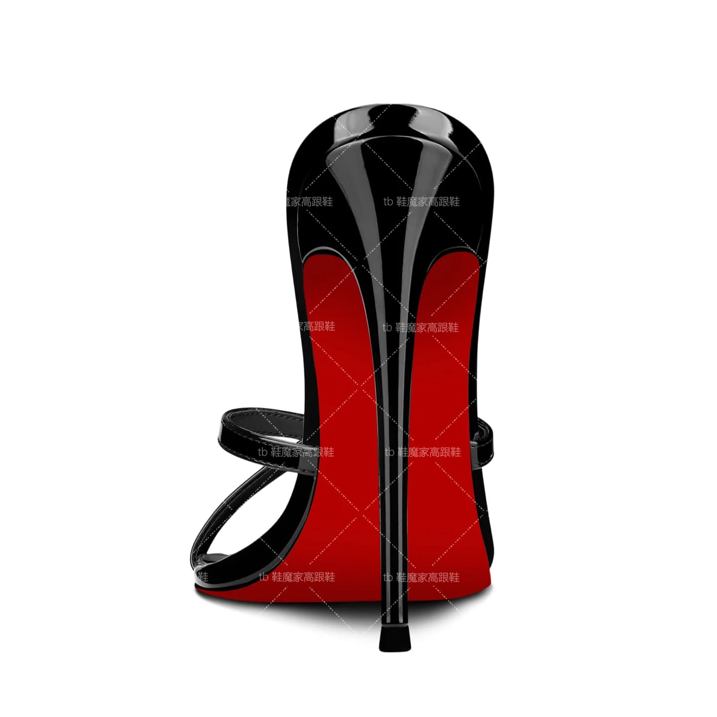 2026 New Trendy Black 12cm Pointed Toe Red Bottom High Heels, Women's Sexy Ankle Strap Stiletto Mules Open Toe Sandals