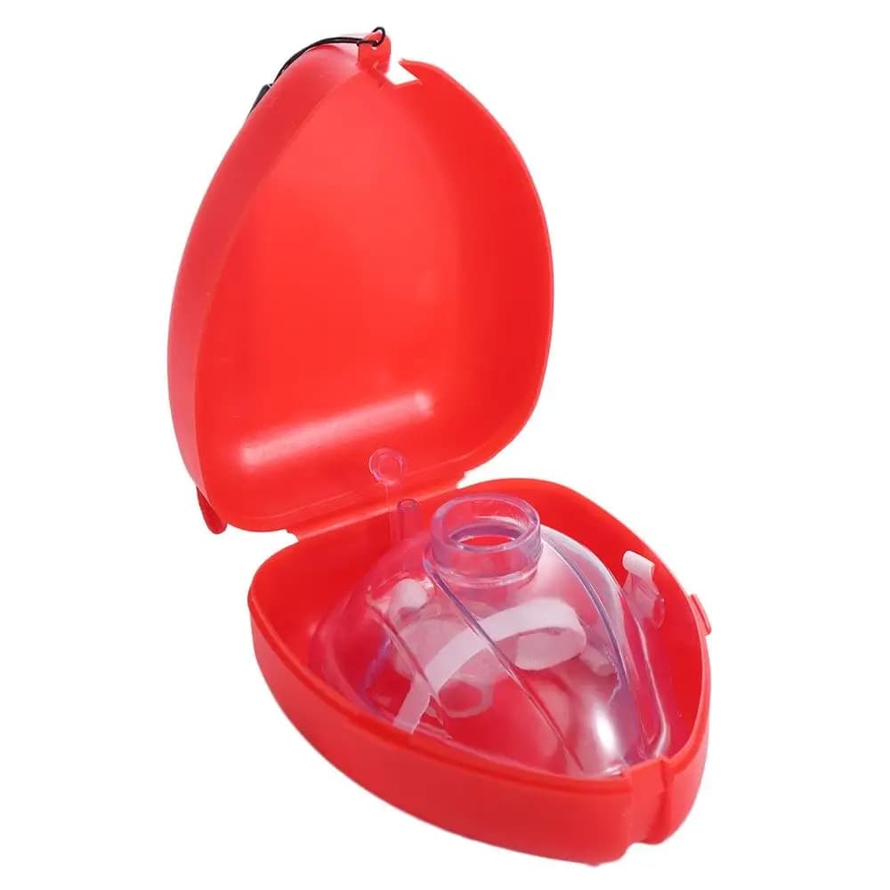 Maschera per Respirazione CPR Riutilizzabile, Maschera Professionale per Respirazione Artificiale con Valvola Unidirezionale Rossa, Strumenti per Soccorso CPR