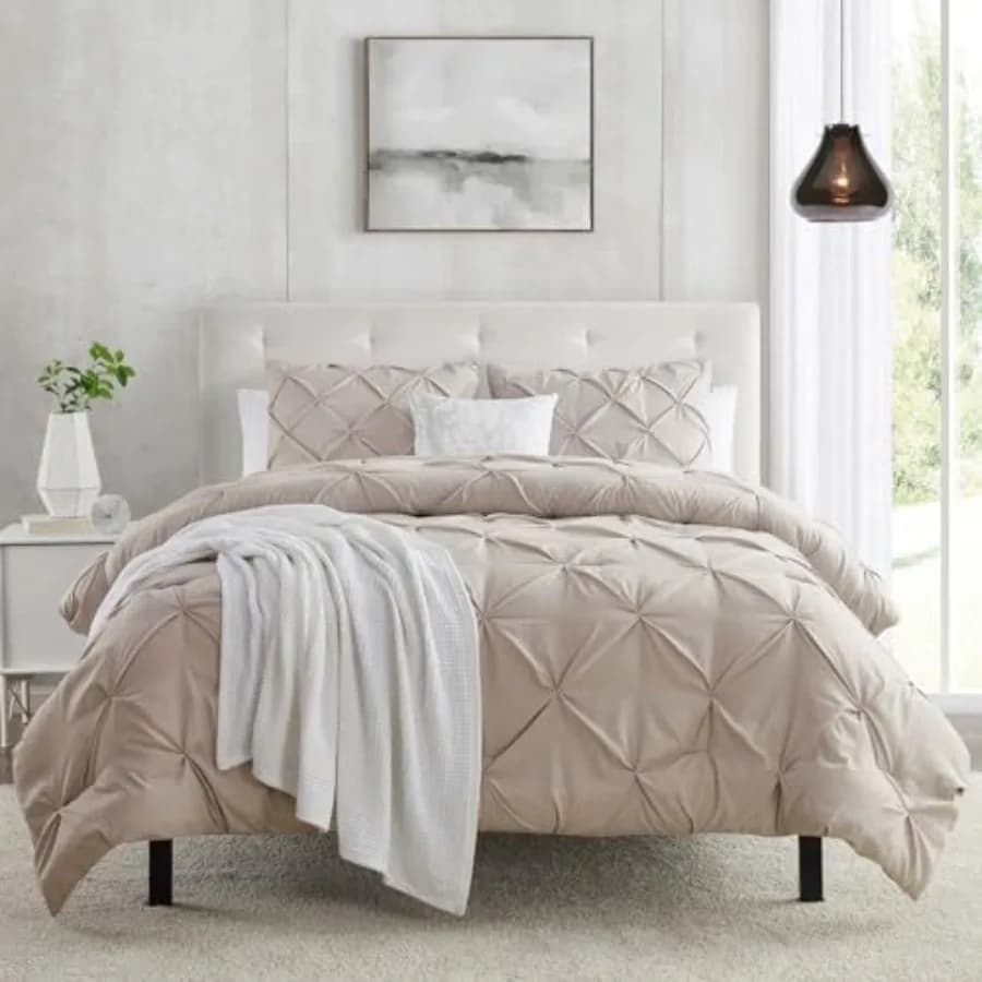 Set Copripiumino 3 Pezzi con Pregiato Pieghevolismo, 1 Copripiumino 1x98 con 2 Federe, Biancheria da Letto in Microfibra Ultra Morbida con Pieghe a Pizzico