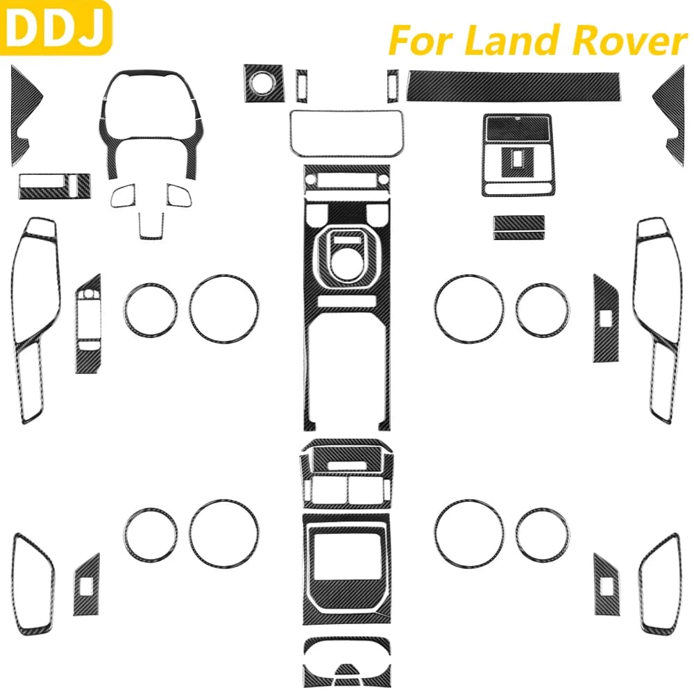 Kit Completo di Coperture in Fibra di Carbonio Morbida per Controllo Centrale e Cambio, Accessori Interni per Land Rover Range Rover Evoque 2012-2015
