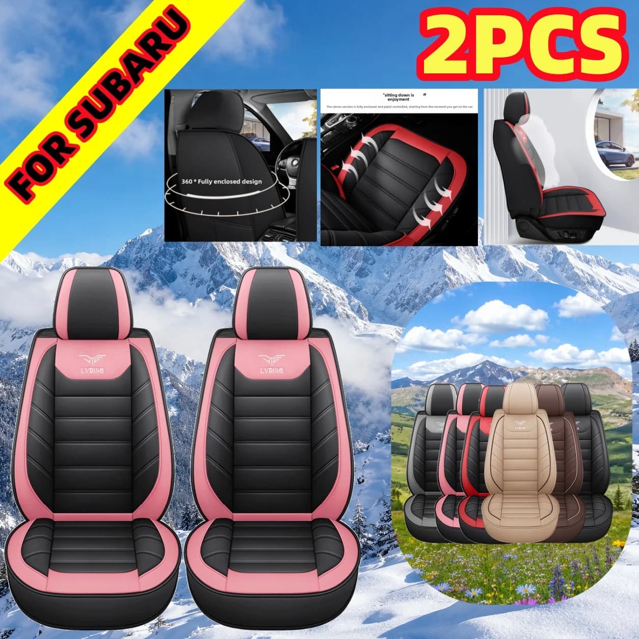 FOR SUBARU PU Leather Front 2PCS Car Seat Covers, All-Season Breathable Cushions, High-Quality Seat Protector Covers