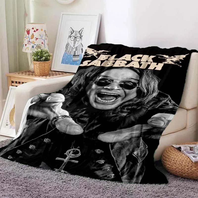 Black Sabbath Heavy Metal Music Print Flannel Blanket Ultra Soft Warm Throw For Couch Bedroom Kids Room Living Room Home Gift