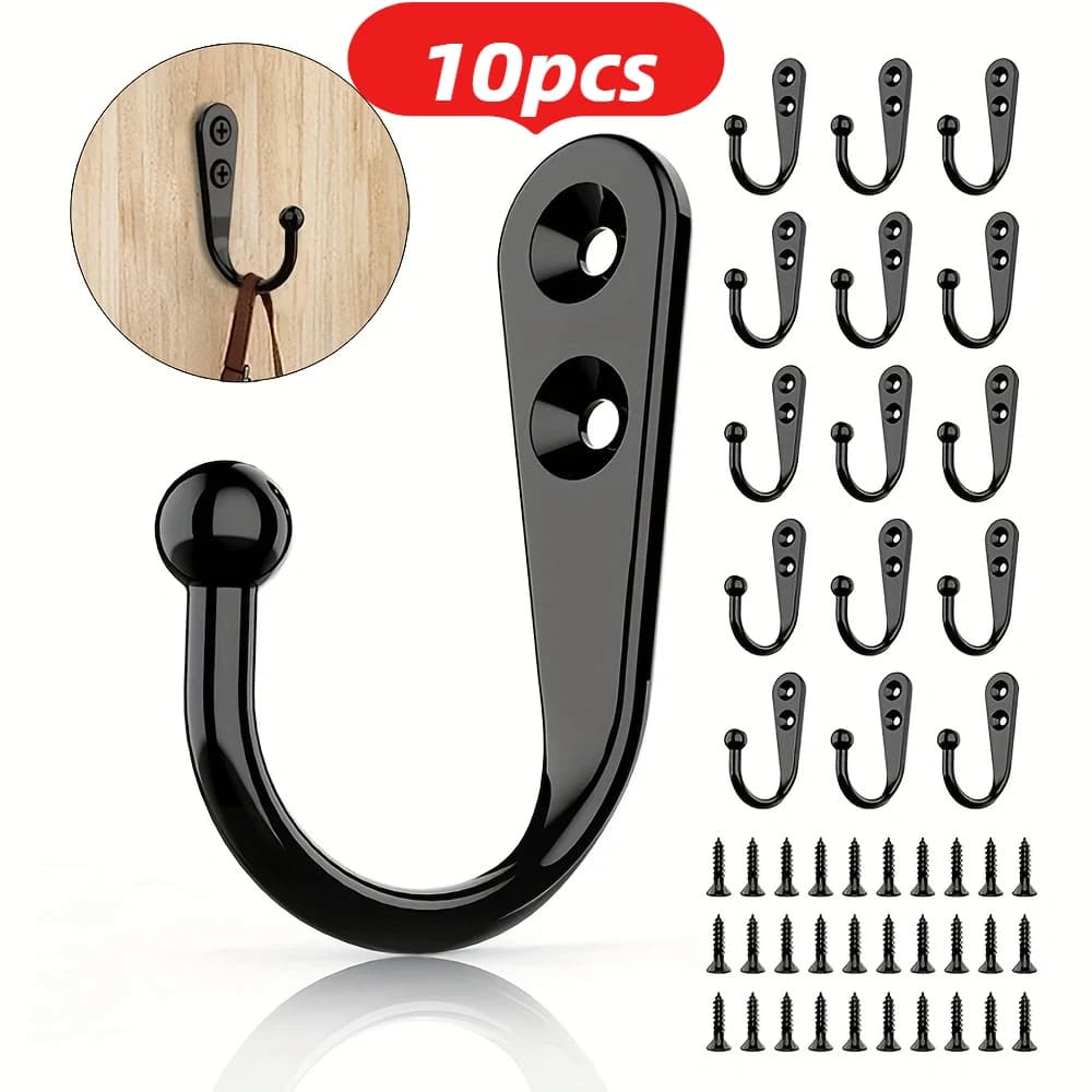 10pcs Coffee Mugs Alloy Wall Hooks For Wood Hanging Coat Hanger With Screws Single Hook Coat Clothes Hanger Towel Bathroom
