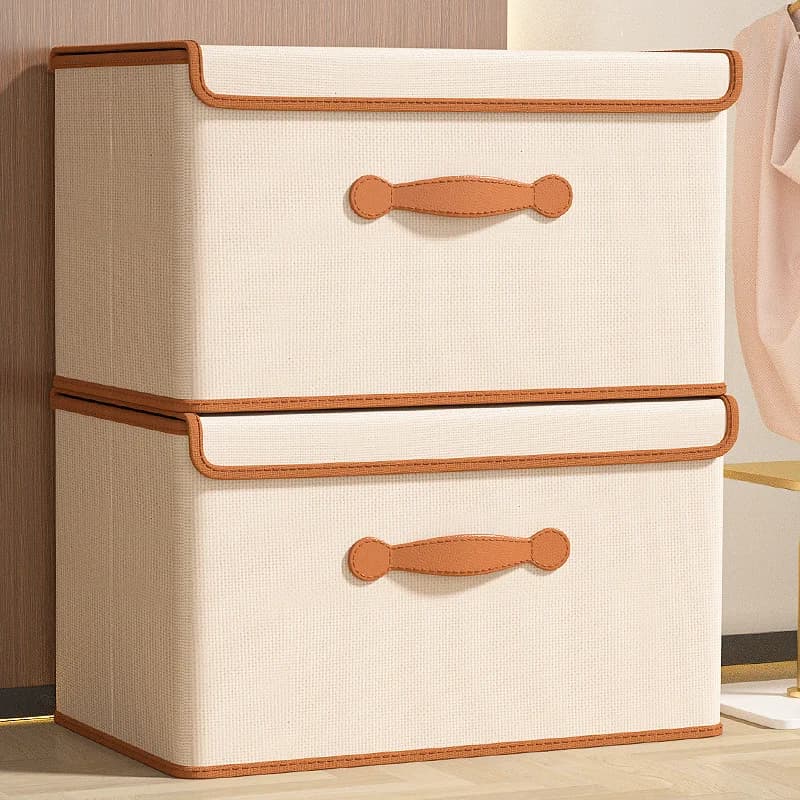 Foldable bag for clothes portable storage box for cloaking with reinforced handle for bed linen organizers