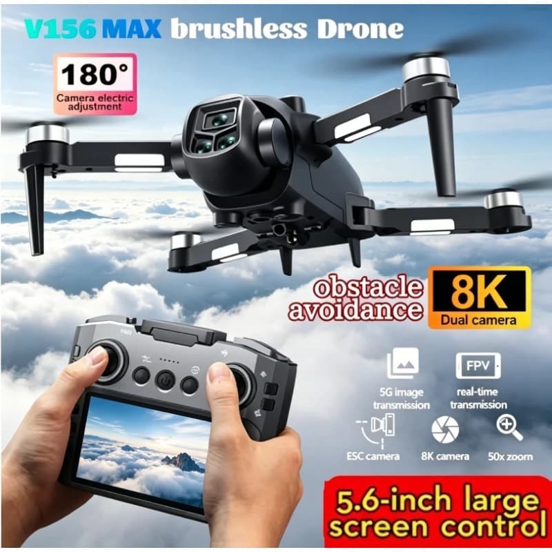 NUOVO Drone V156 Max Professionale con Doppia Fotocamera HD, Motore Brushless, WIFI 5G FPV, Quadricottero RC Pieghevole, Giocattolo Elicottero