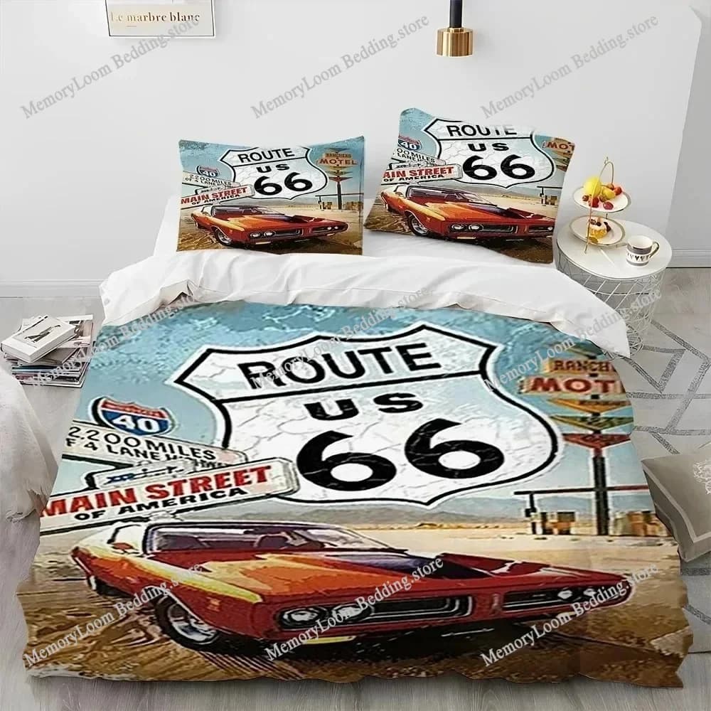 Storic Route 66 Madre Strada Set di biancheria da letto morbida Single-Twin-Full-Queen-King Size Camera da letto per bambini per adulti Copripiumino traspirante 2025