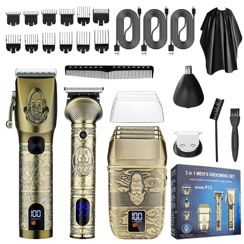 RESUXI 913 Nuovo 5-in-1 Multifunzionale Professionale Tagliacapelli da Uomo Kit di Bellezza Alternativo Rasoio Elettrico Naso Tagliacapelli