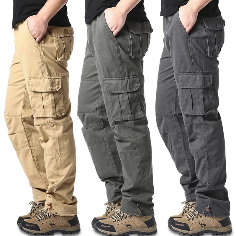 Wide salopette with large pockets Tactical jogging pants for outdoor sports by man casual working pants in pure elastic cotton waist
