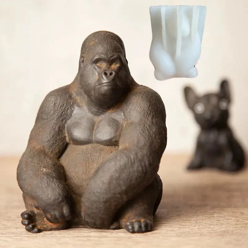 Stampo in silicone 3D Orangutan Animale Decorazione desktop Gesso Cemento fai da te Decorazione domestica Gorilla Candela Stampo in resina per sapone e argilla